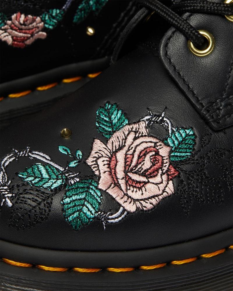 Dr Martens 1460 Vonda Floral Leren Veterlaarzen Dames Zwart | NL 564XYU